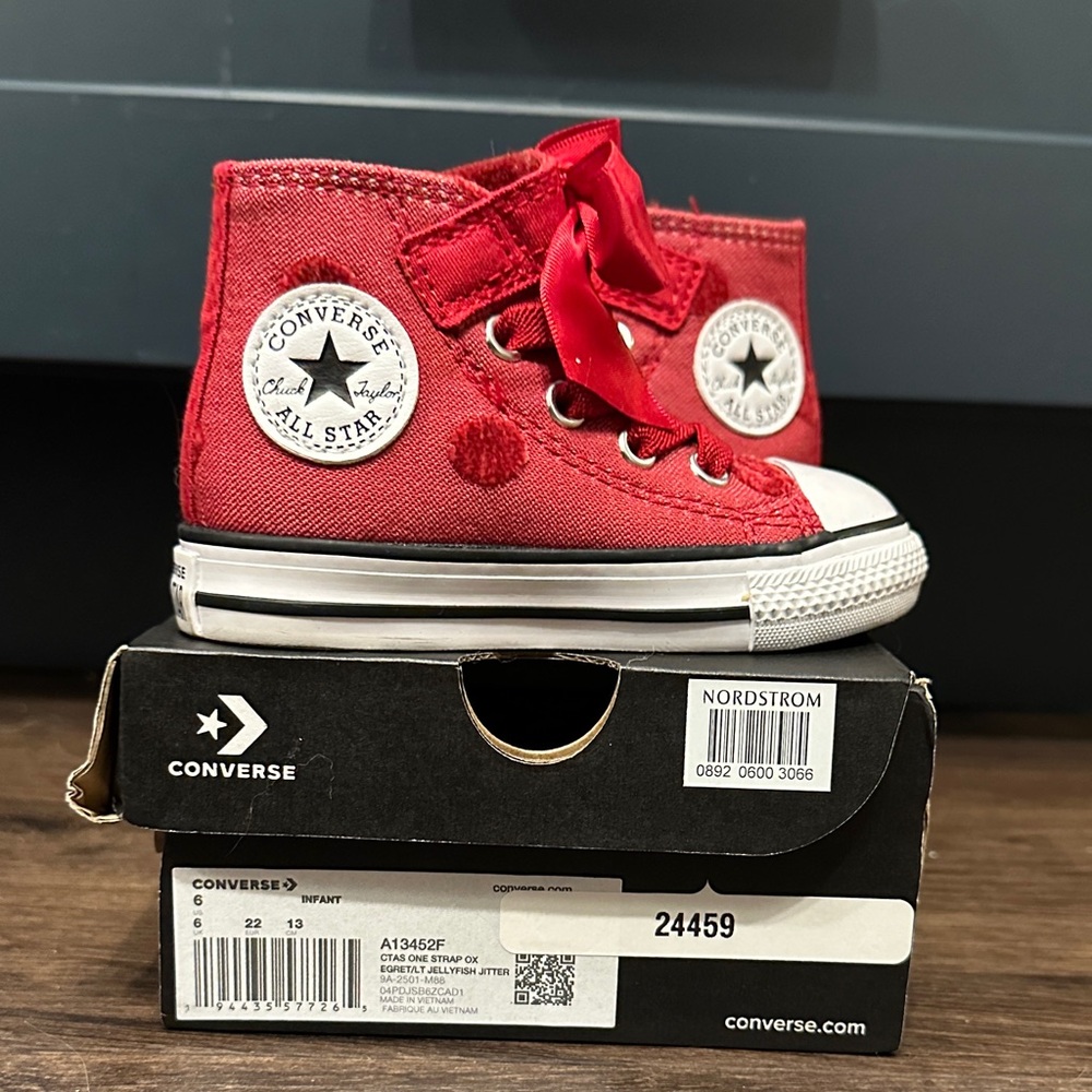 Converse Kids Red High-Top Sneakers with White Accents